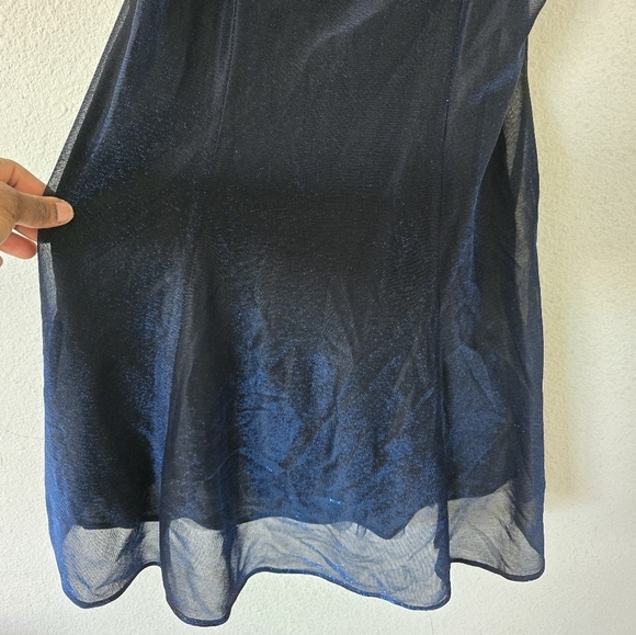 Vintage All That Jazz Dress Black Blue Women Metallic Mini Fit Flare Whimsigoth - Picture 5 of 13